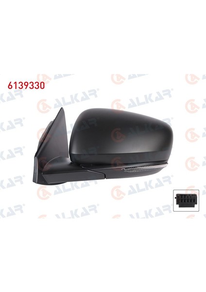 ALKAR-6139330 - Dıs Dıkız Aynası Sol Elektrıklı Isıtmalı Asferık Astarlı Sınyallı 7 Pın Renault Kadjar 2015-