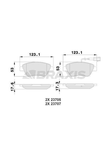 BRAXIS-AB0228 - On Fren Balatası Fıat 500 500C Doblo Fıorıno Panda 1.3 Mjet 1.4 1.2 1.9 Jtd 1.6 16V 01> Ford Ka 1.3 Tdcı 08>16 Peugeot Bıpper Tepee 1.4 Hdı 08>