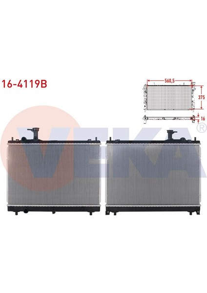 VEKA-16-4119B - Su Radyatoru Brazıng (5.5mm Fin) Suzukı Swıft V 1.2 2017-