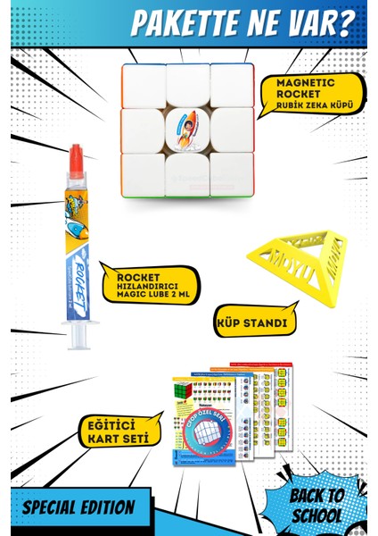 Rocketboy 3x3 Profesyonel Manyetik Mıknatıslı Rubik Küp Akıl Küpü Zeka Küpü Speedcube Eğitici