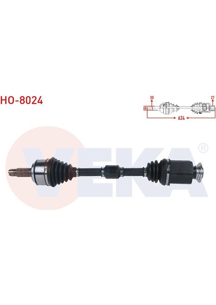 VEKA-HO-8024 - Komple Aks Sag On Uzunluk 624MM Honda Hr-V (Ru) 1.5 I-Vtec A-T 2016-