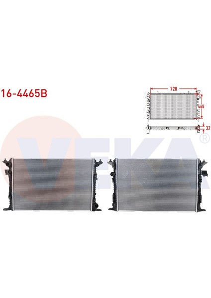 VEKA-16-4465B - Su Radyatoru Brazıng Audı A8 2.0 Tfsı - 3.0 Tdı - 3.0 Tfsı A-T/m-T Quattro 2009-