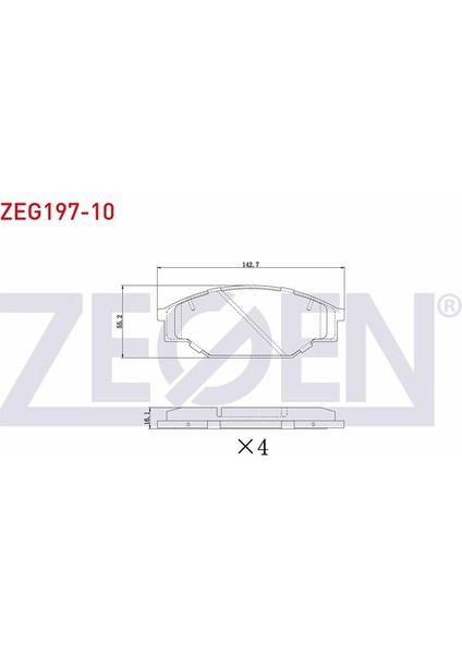 ZEGEN-ZEG197-10 - Fren Balata On Tel Delıklı Toyota Hı-Lux Pıck Up (_n_) 2.4 D 4×4 1983-2005 / Hı-Ace Iı (H5_) 2.4 D 1983-1989 / Hı-Lux Pıck Up (_n_) 2.5 D 1983-2005