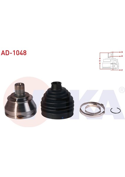 VEKA-AD-1048 - Aks Kafası Sol-Sag On Dıs Audı A6 (4f2,c6) 2.0 Tdı 38×27×60 Uzunluk 97 mm 2004-2011