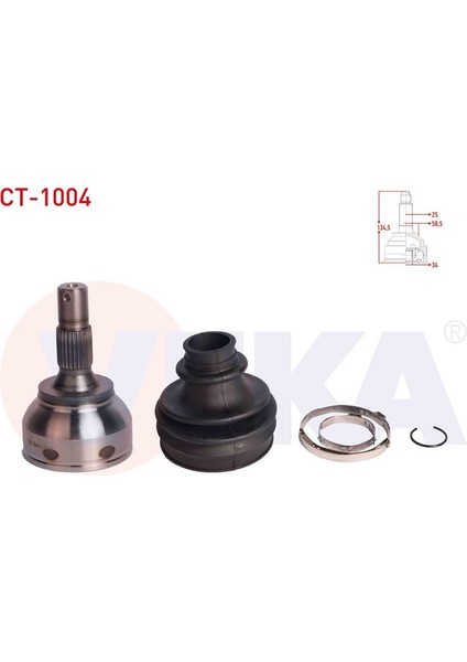 VEKA-CT-1004 - Aks Kafası Sol-Sag On Dıs Cıtroen C4 (B7) 1.6 Hdı 25×34×58,50 Uzunluk 134,50MM 2009-