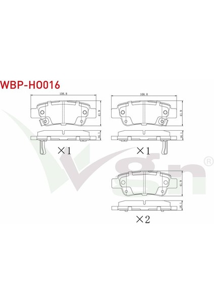 WAGEN-WBP-HO016 - Fren Balata Arka Ikazlı Honda Cr-V Iıı 2.0 I-Vtec 2006-2012 / Cr-V Iıı 2.2i Ctdı 2006-2012/ Cr-V Iv 1.6i Dtec 2012-/ Cr-V Iv 2.0 2012-/ Cr-V Iv 2.2i Ikazlı 2012-