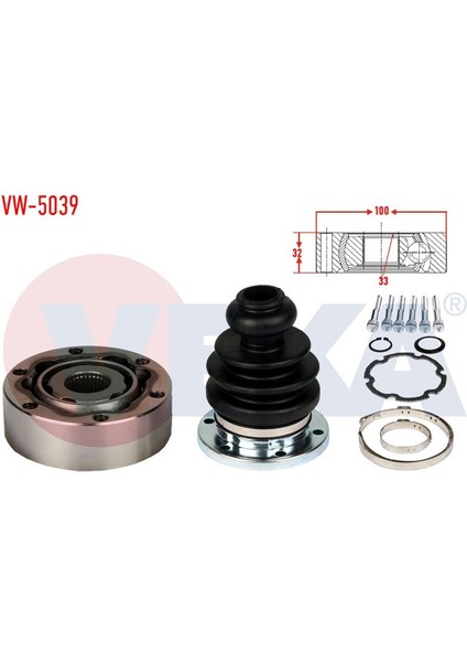 VEKA-VW-5039 - Aks Kafası Sol-Sag On Ic 33×32×100 Volkswagen Passat (3b2) 1.6 1996-2000