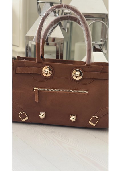 Kadın Süet Gold Detaylı Şık El ve Kol Çantası fiyatları