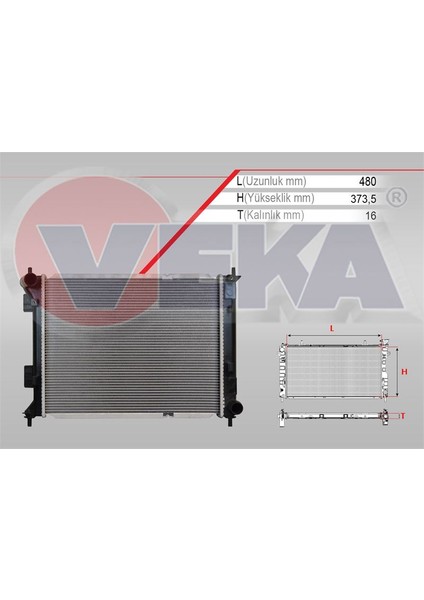 VEKA-16-2148B - Su Radyatoru Brazıng Hyundaı IX20 (Jc) 1.4 Crdı M-T Ac+/- 2010-