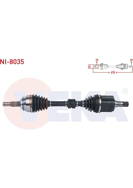 VEKA-NI-8035 - Komple Aks Sol On Uzunluk 670MM Nıssan Qashqaı (J11) 1.6 Dcı A-T 2014- / Renault Kadjar 1.6 Dcı A-T 2015-