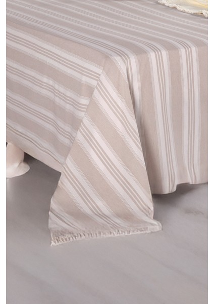 Sport Çizgili Çarşaf + Yastık Kılıfı Seti Tek Kişilik Soft Line Bej modelleri