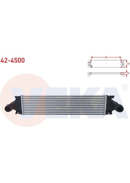 VEKA-42-4500 - Turbo Radyatoru (Intercooler) Volvo S60 Iı 1.5 T3 - 2.0 D3 2010- / V40 D2 - D3 2012- / V60 D3 - T3 2010-