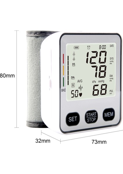 Dijital LCD Bilekten Tansiyon ve Nabız Ölçer (Yurt Dışından)