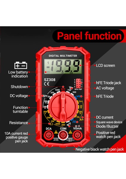 SZ308 Dijital Multimetre Ac/dc Voltaj ve Direnç Ölçer (Yurt Dışından) fırsatları