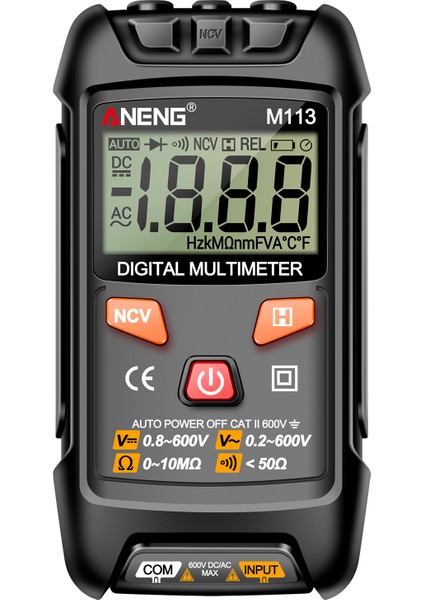 M113 Dijital Multimetre LCD Voltmetre Ncv Tespitli Otomatik Aralık (Yurt Dışından)