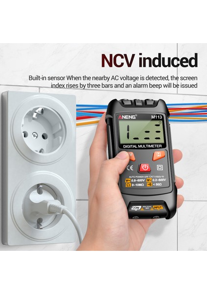 M113 Dijital Multimetre LCD Voltmetre Ncv Tespitli Otomatik Aralık (Yurt Dışından)