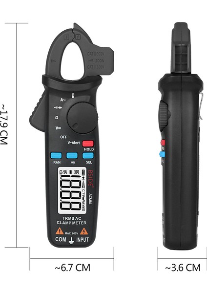 Bsıde Otomatik Aralıklı Pens Metre True Rms 2000 Count Ac/dc Gerilim Akım Arka Aydınlatmalı LCD (Yurt Dışından)