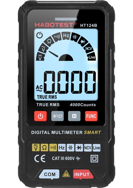 HT124B Dijital Multimetre Otomatik Aralık Arka Işıklı LCD (Yurt Dışından)