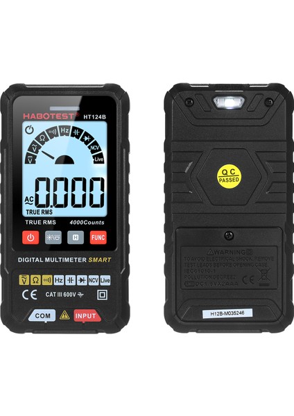 HT124B Dijital Multimetre Otomatik Aralık Arka Işıklı LCD (Yurt Dışından)