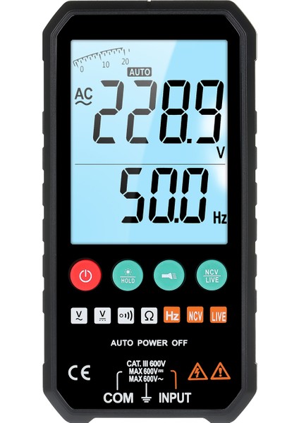 El Tipi Dijital Multimetre 6000 Gösterimli LCD Aydınlatmalı Ac/dc Voltaj Direnç (Yurt Dışından)