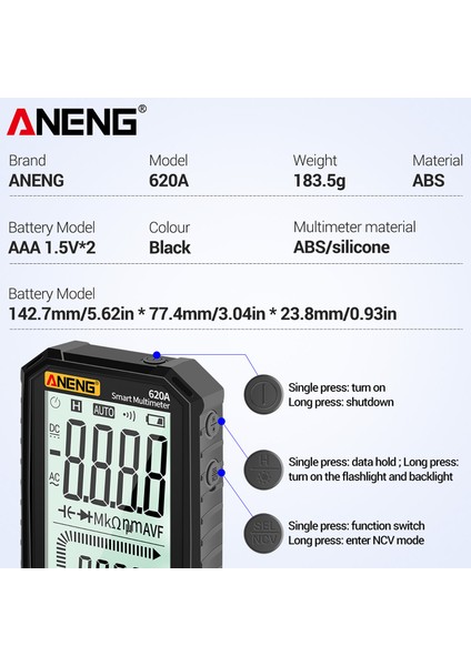 4.7" LCD Gerçek Rms Otomatik Aralık Ncv Dijital Multimetre - , Otomotiv, Hvac (Yurt Dışından) modelleri
