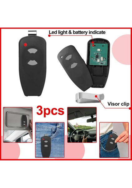 M3-2312, M4500E, M4700E, DC3700, DC2500 Için 2 Düğmeli Uzaktan Kumanda 315MHZ Garaj Kapısı Açacağı Uzaktan Kumandaları, 3 Paket (Yurt Dışından)