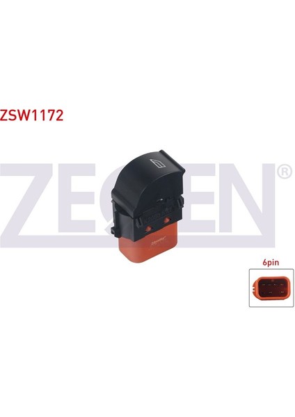 ZEGEN-ZSW1172 - Cam Acma Anahtarı Teklı 6 Pın Ford Focus Iıı - C-Max Iı - Connect 2010-