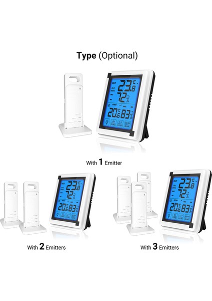 Kablosuz Iç/dış Mekan Dokunmatik Termo-Higrometre (Yurt Dışından) modelleri