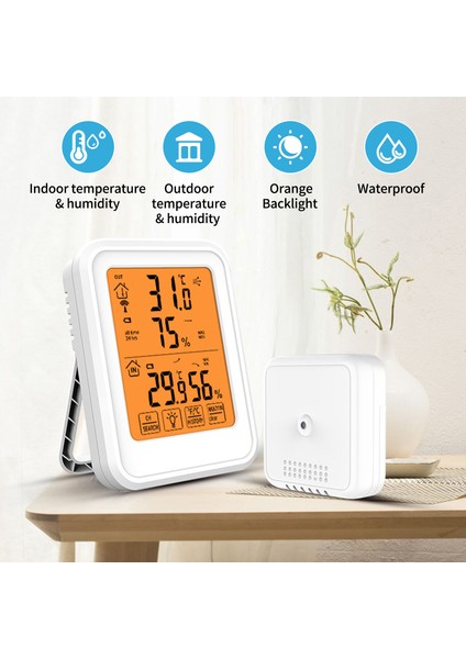 Iç/dış Mekan Nem ve Sıcaklık Ölçer Turuncu Arka Işıklı LCD Maks/min Ev Sera (Yurt Dışından) modelleri