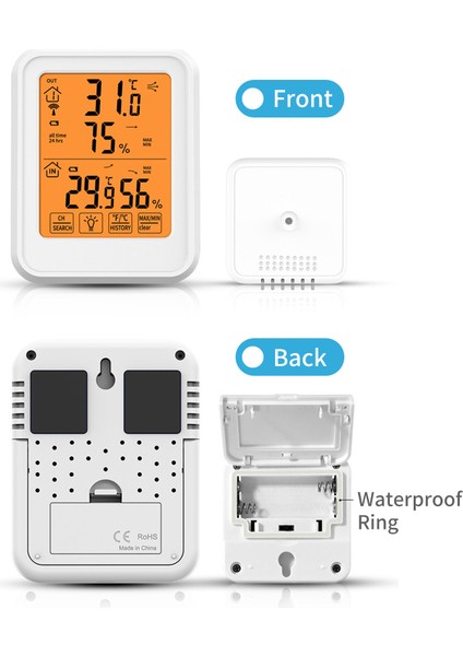 Iç/dış Mekan Nem ve Sıcaklık Ölçer Turuncu Arka Işıklı LCD Maks/min Ev Sera (Yurt Dışından) fırsatları