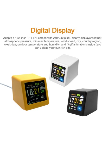 Masaüstü Dijital Hava Istasyonu Wifi Saati ve 1.54 Inç IPS Ekran (Yurt Dışından) indirimleri