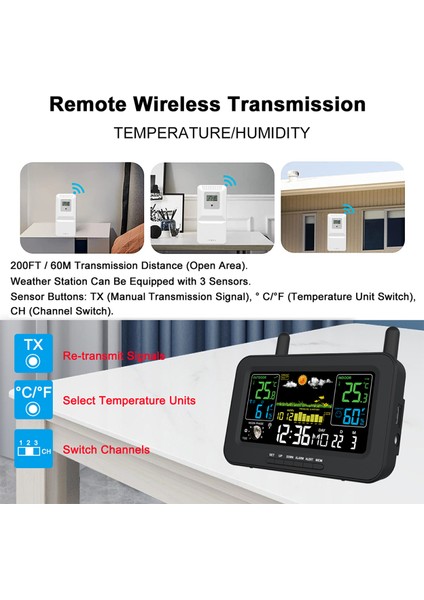 Kablosuz Hava Istasyonu Renkli LCD Termometre Nem Ölçer (Yurt Dışından) modelleri
