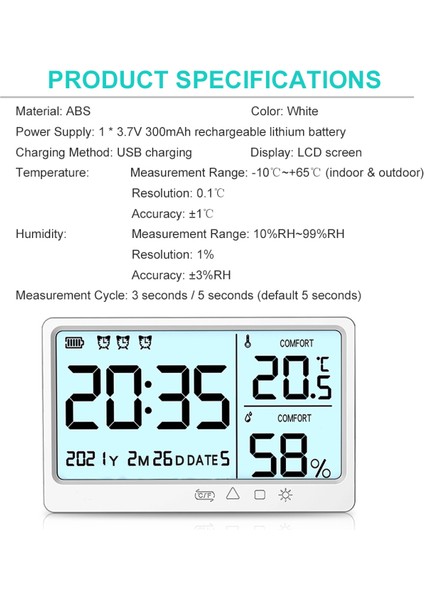 Yüksek Hasiyetli Arka Aydınlatmalı Dijital Termo-Higrometre (Yurt Dışından) indirimleri
