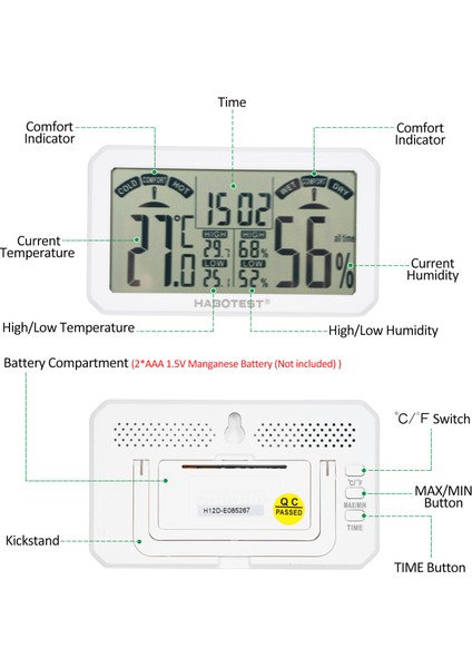 Mini Dijital Nem ve Sıcaklık Ölçer - Ev, Sera, Mahzen (Yurt Dışından) fiyatları