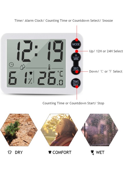 Iç Mekan Termometre Higrometre LCD Saat C/f Geçişli Has Ölçüm Ev & Ofis (Yurt Dışından) fırsatları