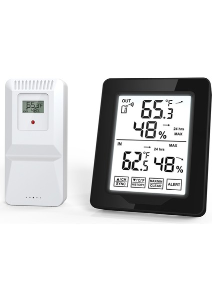 Iç ve Dış Mekan Dijital Hava Istasyonu - Beyaz Işıklı Termometre Nem Ölçer (Yurt Dışından)