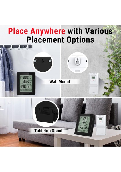 Iç ve Dış Mekan Dijital Hava Istasyonu - Beyaz Işıklı Termometre Nem Ölçer (Yurt Dışından) modelleri