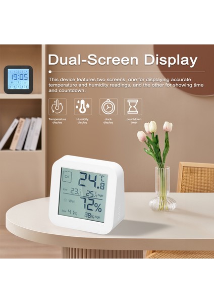 Çift Ekran LCD Iç Mekan Sıcaklık Nem Ölçer Geri Sayım Saati (Yurt Dışından) fiyatları