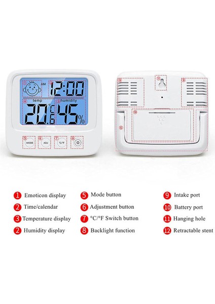 Dijital Iç Mekan Nem ve Sıcaklık Ölçer - Yüksek Hasiyetli, Arka Aydınlatmalı Beyaz (Yurt Dışından) fırsatları
