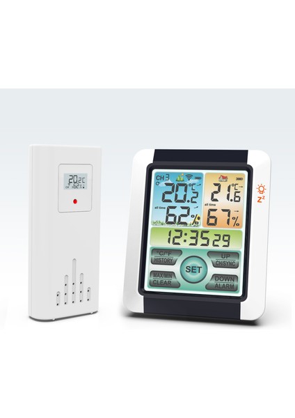 Renkli Dokunmatik Ekranlı Sıcaklık Nem Ölçer ℃/℉ Geçişli Aydınlatmalı (Yurt Dışından)