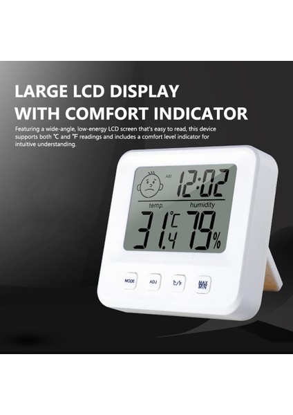 Iç Mekan Termometre Higrometre LCD Ekran ℃/℉ Geçişli Ev, Ofis, Bebek Odası (Yurt Dışından)