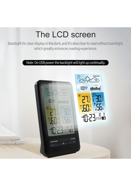 LCD Hava Istasyonlu Alarmlı Saat - Iç/dış Sıcaklık/nem Ölçer, Aydınlatmalı, Ay Evresi (Yurt Dışından) fiyatları