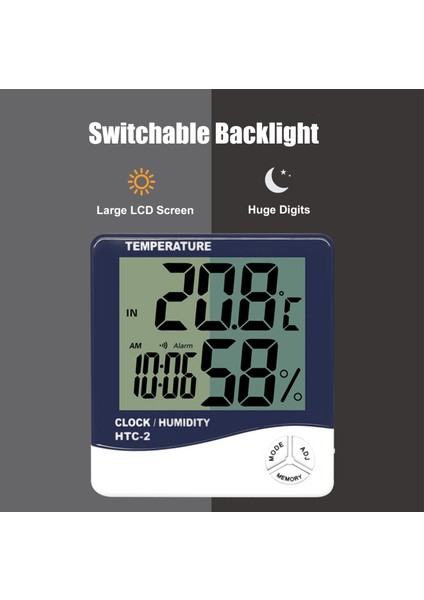 Htc-2 Iç/dış Nem Sıcaklık Ölçer Arka Aydınlatmalı (Yurt Dışından) fırsatları