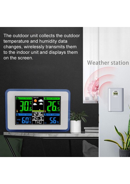 Renkli Ekranlı Kablosuz Hava Istasyonu - Iç/dış Sıcaklık, Nem ve Hava Tahmini (Yurt Dışından) fırsatları