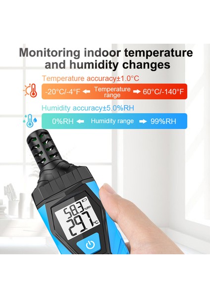 Taşınabilir LCD Sıcaklık Nem Ölçer °c/°f Geçişli (Yurt Dışından)