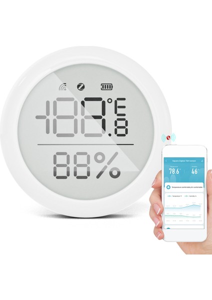 Zigbee Akıllı Higrometre Sıcaklık Nem Sensörü Uygulama Kontrollü LCD Ekran (Yurt Dışından)