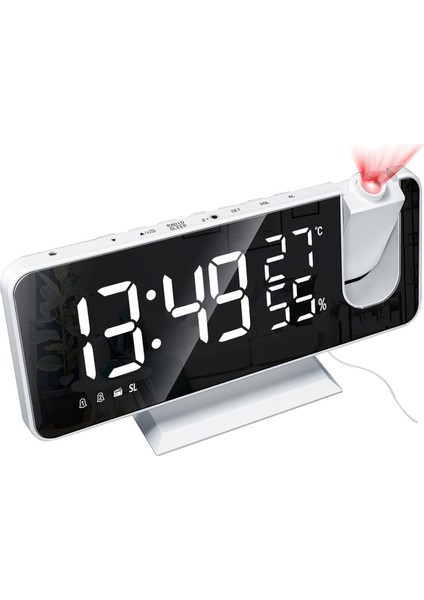 Aynalı Prksiyonlu Alarm Saati - Nem, Sıcaklık ve LED Ekran (Yurt Dışından)