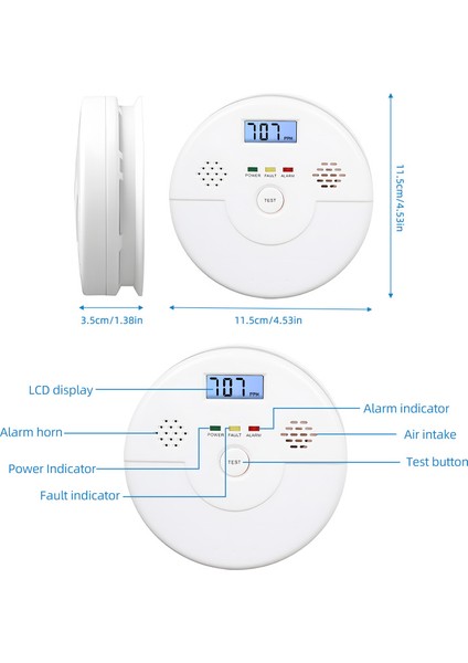 LCD Ekranlı Karbonmonoksit Alarm Dedektörü (Yurt Dışından)
