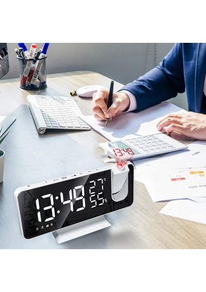 Ayna Yüzeyli Prktörlü Alarm Saati LED Ekranlı Sıcaklık Nem Ölçer (Yurt Dışından)