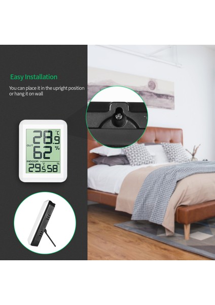 Kablosuz LCD Termo-Higrometre - Iç/dış Mekan Sıcaklık Nem Ölçer, Ayaklı (Yurt Dışından) fiyatları